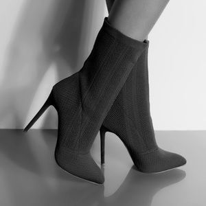 Black Knitted Sock Boot Size 7.5
